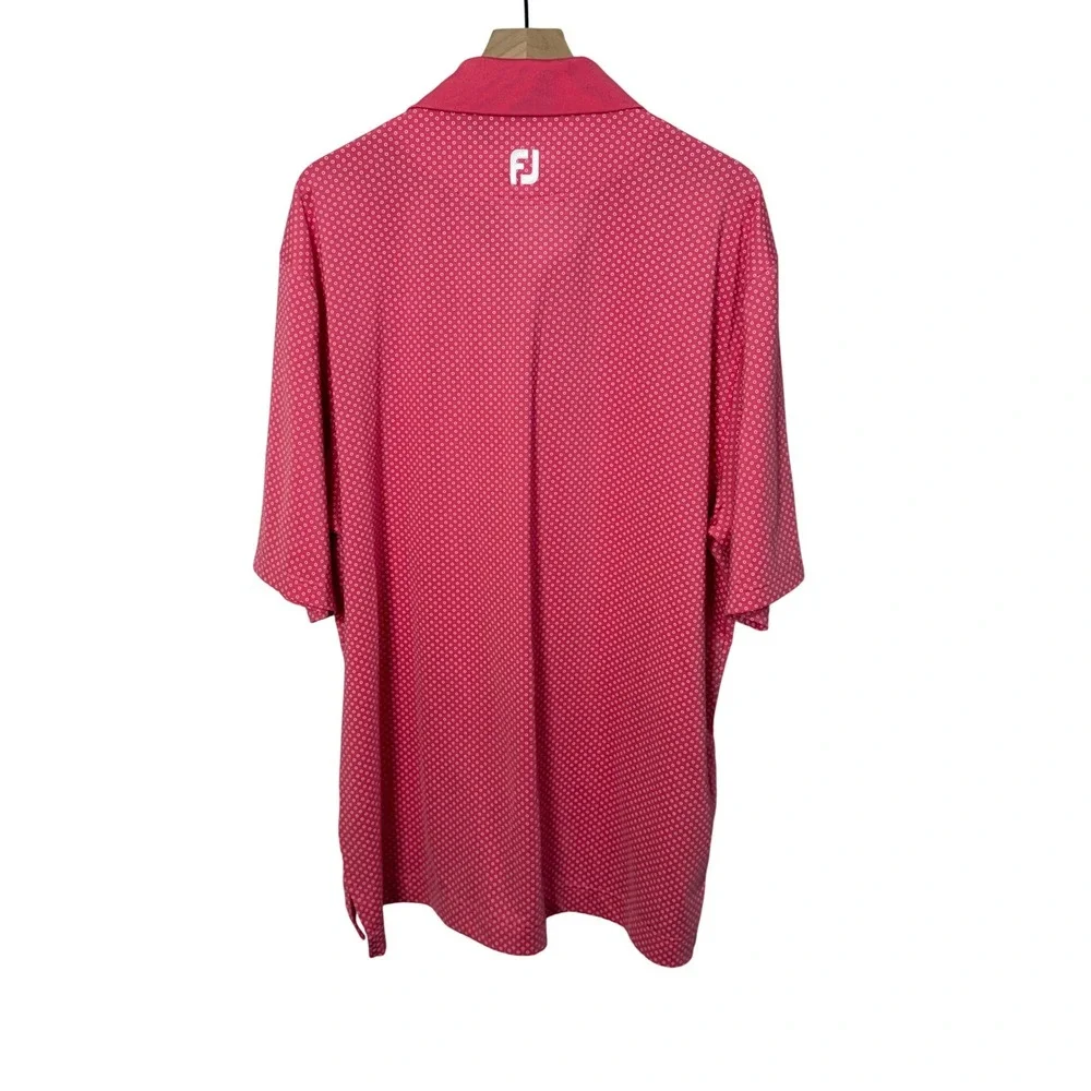 FootJoy XXL‎ ProDry Golf Polo Shirt Pink Dot Print Short Sleeve FJ Active Sporty